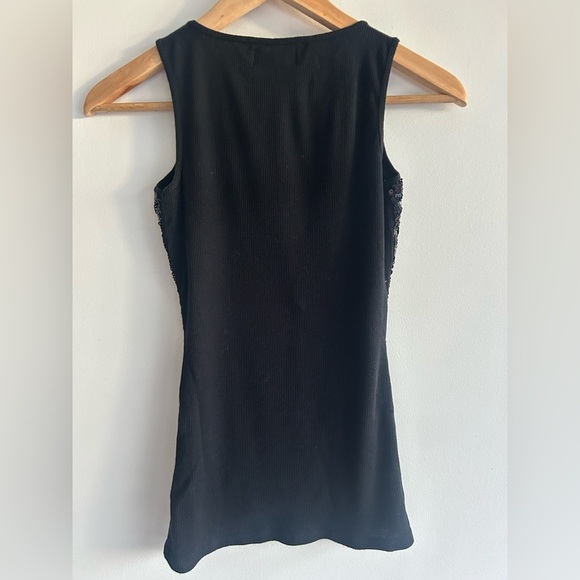 GLAM, size S, sequined black top, long fitting, stetchy, new years - Picture 5 of 6